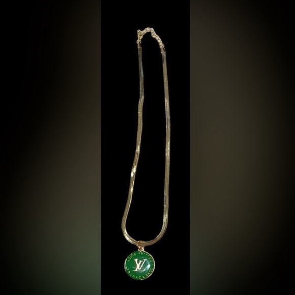 Repurposed Green & White Louis Vuitton
Charm & Gold Necklace - Picture 1 of 1